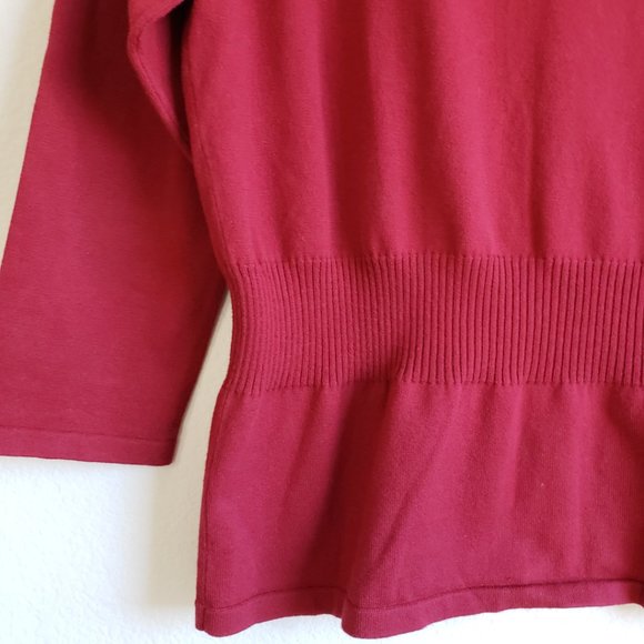 Bamboo Traders Burgundy Womens Cardigan fitted waist  3/4" Sleeve Size Small - Picture 3 of 11